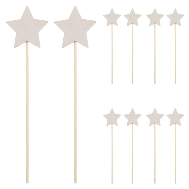 Kit de 10 varitas mágicas de madera con forma de estrella para niños: crea tu propia varita de princesa. Varita mágica de madera sin terminar para manualidades.