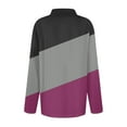 thumbnail image 4 of Womens Long Sleeve Polo Shirts Color Block V Neck Collared, Fall Casual Tunic Tees for Weekend Purple 2XL, 4 of 6
