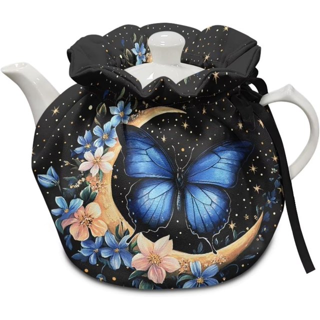 Butterfly Moon Tea Pots Cozy with Insulation Pad Keep Breakfast Warmer Home Kitchen Decorative Accessories Easy to Clean and Durable Ideal Gift for Family