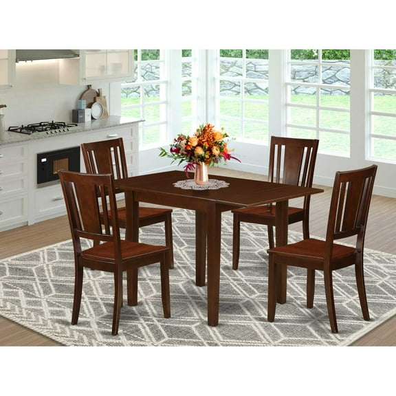 East West Furniture Dining Room Set Mahogany, NDDU5-MAH-W