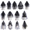 thumbnail image 6 of Black Veil for Halloween Festival Roleplay Costume Accessory Tulle Veil Bride Cosplay Veil for Theme Party Headwear, 6 of 9