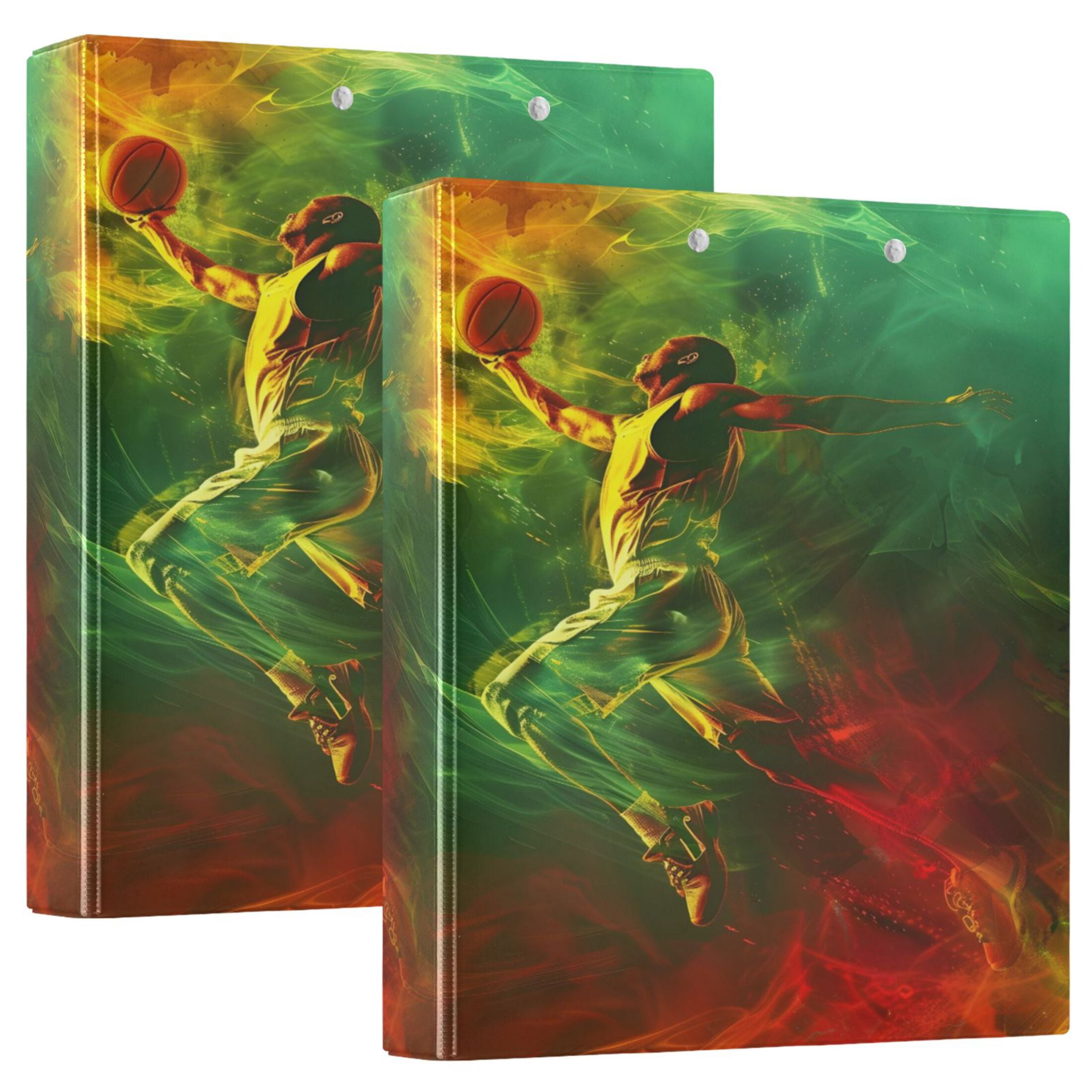 joogoo Cool Basketball Player Hardcover 3 Ring Binder 1.5" Round Rings Interior Pockets Binders Organizer 1 Pack