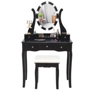 Makeup Dressing Table set with 10 Light Bulbs and Touch Switch Vanity Table Set Black