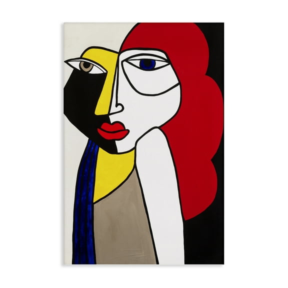 Stupell Industries Cubist Portrait of Woman Abstract Painting Wrapped Canvas Art Print Wall Art, 16 x 24