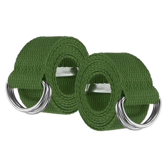 Uxcell Web Football Belt, Men Canvas Belt Web Flag Football D Ring, Adjustable Soccer Replacement Strap 51 Inch & 2 Pcs & Canvas & Dark Green