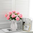 thumbnail image 3 of Pink Fake Roses Artificial Flowers - Fake Artificial Roses Silk Flowers with Stems for Home Wedding Hotel Office Centerpiece Decor, 3 of 5