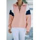 thumbnail image 2 of ABPHQTO Sudadera de mujer rosa con parche de bloque de color en el bíceps y media cremallera, 2 of 5