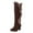 Brown, variant on Wyzesi Mid Calf Boots for Women Low Heel Women'S Autumn and Winter Thick Heel Belt Buckle Round Head Foreign Trade Large Snow Boots