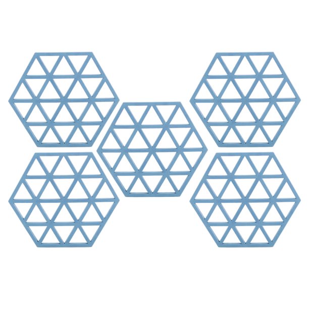 Tapete para cuencos, mantel individual hexagonal de silicona de 5 piezas, mantel individual hexagonal, tapete para platos, tecnología innovadora