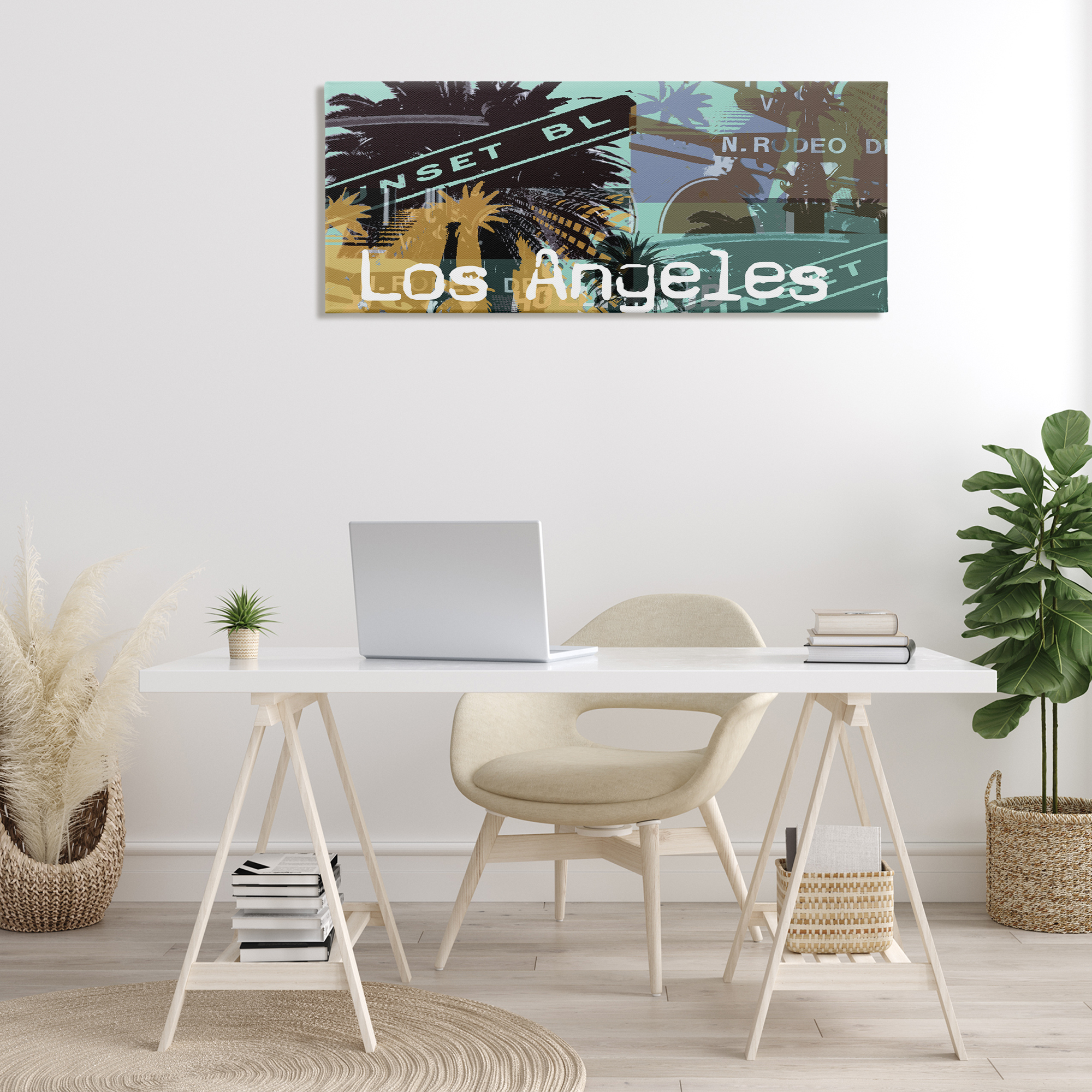 Stupell Industries Los Angeles Travel Collage Town & City Painting Gallery Wrapped Canvas Art Print Wall Art, 48 x 20