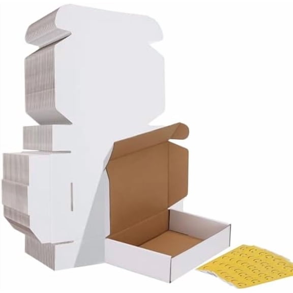 40 Pack 9x6x2 Shipping Boxes, White Corrugated Cardboard Box for Mailing, Packaging, Small Business