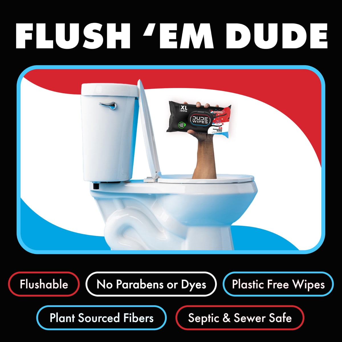 DUDE Wipes Poopsicle, Ice Pop Scented Extra Large Flushable Wipes, 48 Count, 5 Pack (240 Total)