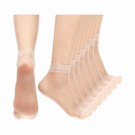 Eryueer 10 Pairs Sheer Ankle Socks, Nylon Socks For Women, Ultra-Thin No Show Elastic Sock Short Dress Stockings See Through Sock for Women Nude