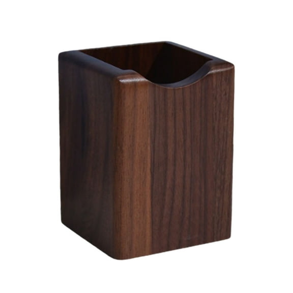 Wooden Pen Holder for Desk - Natural Wood Pencil Organizer Cup (10x7x7cm) - Eco-Friendly Desktop Stand for Pens, Markers & Office Supplies