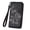 BLACK, variant on [Mother’s Day Gift Present] Women's Wallet Leather RFID Blocking Trifold Ladies Purse Embossed long Clutch Card Holder Phone Checkbook Organizer Rose