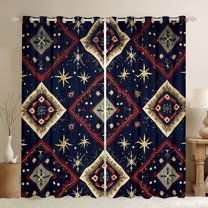 Castle Fairy Female Men Women Tribal Aztec Blackout Curtains Set of 2 (52x84 Each),Abstract Geometric Window Curtains,Bohemian Stars Print Curtains and Drapes,Super Cozy Room Decor