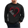 thumbnail image 2 of QUNYINEY Crew Neck Men Sweatshirts Long Sleeve Black Valentine's Day Casual Tops Loose Drop Shoulder Love Heart Pullover Sweatshirt, 2 of 6