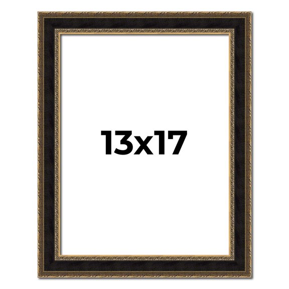13x17 Frame Gold Antique Vintage Sold Wood Picture Frame | 1.75 Inch Moulding Width | Interior