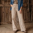 thumbnail image 2 of Dresfit Gingham Pants for Women Baggy Wide Leg Sweatpants Drawstring Plaid Sweat Pants Lightweight Relaxed Fit Wide Leg Athletic Palazzo Pants with Pockets L, 2 of 5