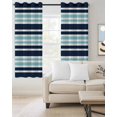 thumbnail image 2 of Navy Blue Turquoise Striped Blackout Curtains, Light Blocking Print Window Curtains, Gradient Horizontal Lines Thermal Insulated Window Drapes for Living Room Kitchen Cafe 2 Panels, 84"W x 63"L, 2 of 9