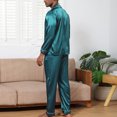 thumbnail image 5 of Silk Pajama Sets for Men with Pockets Two Piece Soft Satin Loungewear Outfits Mens Casual Solid Long Sleeve Shirts and Pants Sleepwear Set, 5 of 6