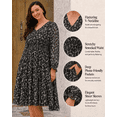 thumbnail image 4 of CASSIE LIZ Plus Size Dresses 3X for Women Black Floral Long Sleeve Dress V Neck Smocked Waist Tiered A Line Midi Dress with Pockets Size 3XL, 4 of 6