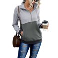 thumbnail image 1 of Sudadera de Mujer Manga Larga Medio Cárdigan Cuello en V Empalme de Color Casual Cómodo Poliéster Sudadera con Capucha para Diario Gris L, 1 of 4