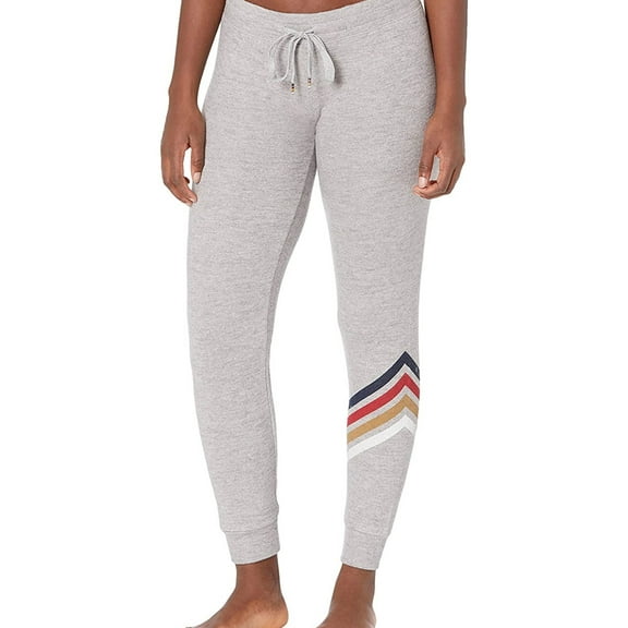 P.J. Salvage Womens Striped Pajama Jogger Pants, Grey, Small