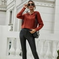 thumbnail image 3 of Vedolay Women's Tops Womens Crew Neck Sweater 2023 Long Sleeve Solid Color Casual Knitted Pullover Tops, S, 3 of 4