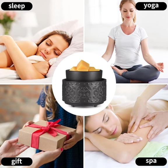 Wax Warmer Wax Melt Warmer for Scented Wax 3-1 Electric Candle Warmer Home Fragrance Wax Burner Perfect Christmas Gifts for Mom Women(Black-Granular)