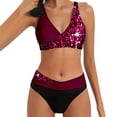 thumbnail image 1 of adviicd Swim Suits for Women Swimsuits for Women Two Piece Bathing Suits Ruffled Top High Waisted Bikini Set Red,L, 1 of 4