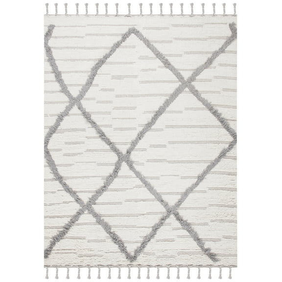 SAFAVIEH Kenya Georgiana Geometric Wool Area Rug, Ivory/Grey, 8' x 10'