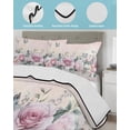 thumbnail image 4 of Pink Roses Floral Twin Size Down Alternative Comforter, Lightweight Comforter Quilt Bedding Set with Pillow Shams Vintage Romance Botanical Flowers All Seasons Bed Comforter Duvet Insert 68"x86", 4 of 7