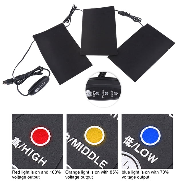 Qiilu 5V 2A 8.5W Lightweight Electric USB Heating Heated Pads Set for Outdoor Winter Camping , Clothes Heating Pad, 5V Heating Pad