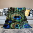 thumbnail image 2 of Orinice Peacock Feathers Warm Lightweight Blanket Soft Fleece Blankets All Seasons Throw Blanket for Living Rooms Sofa Decor Cow Gifts - Flannel Material Blanket 50x60in, 2 of 6