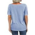 thumbnail image 2 of Deep V-neck Women Short Sleeved Casual Solid Colro T-shirt Tops, 2 of 3