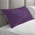 thumbnail image 2 of Eggplant Quilted Pillowcover, Mandala Shape a Kaleidescopic Style Sixties Inspired Oriental Abstract Art, Standard King Size Accent Pillow Cover for Bedroom, 36" x 20", Purple, by Ambesonne, 2 of 2