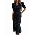 thumbnail image 4 of Women'S Maxi Dress Short Sleeves Wrap V Neck Long Dresses Black S, 4 of 9
