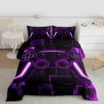 thumbnail image 2 of Gaming Comforter Teen Game Bedding Sets Gamer Comforter For All Season,Gamepad Home Decor For Comforter Set Twin Size,1 Comforter With 1 Pillowcase Purple Black,Fluffy, 2 of 7