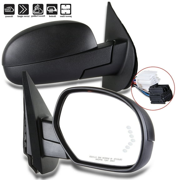 CCIYU Door Mirror Right Passenger Side Power Folding Power Heated Turn Signal Memory Black fit for 2007-2013 For Chevy Silverado For GMC Sierra 1500/2500 HD/3500HD