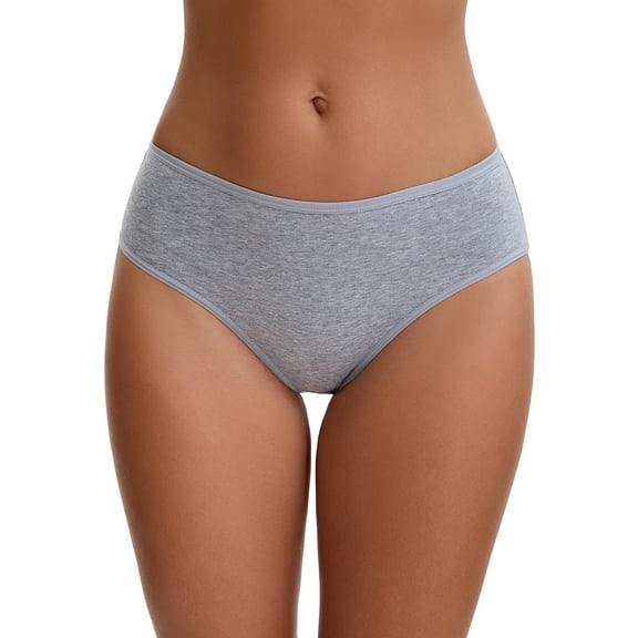 INSPIRE CHIC Plus Size for Women's Cotton Mid-Waisted Briefs Full Coverage Comfortable Classic Underwear M Gray