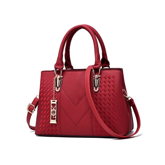 Sonducket Bolso de hombro de PU para mujer, bolso de almacenamiento, estuche de viaje informal, bandolera, bolsos de gran capacidad, bolsos de mensajero Bolsas de mensajero y de hombro Vino rojo Sonducket AP012981-04