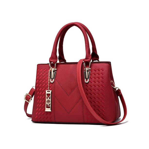 Minnieouse Bolso de hombro de PU para mujer, bolso de almacenamiento, estuche de viaje informal, bandolera, bolsos de gran capacidad, bolsos de mensajero Bolsas de mensajero y de hombro Vino rojo Minnieouse AP012981-04