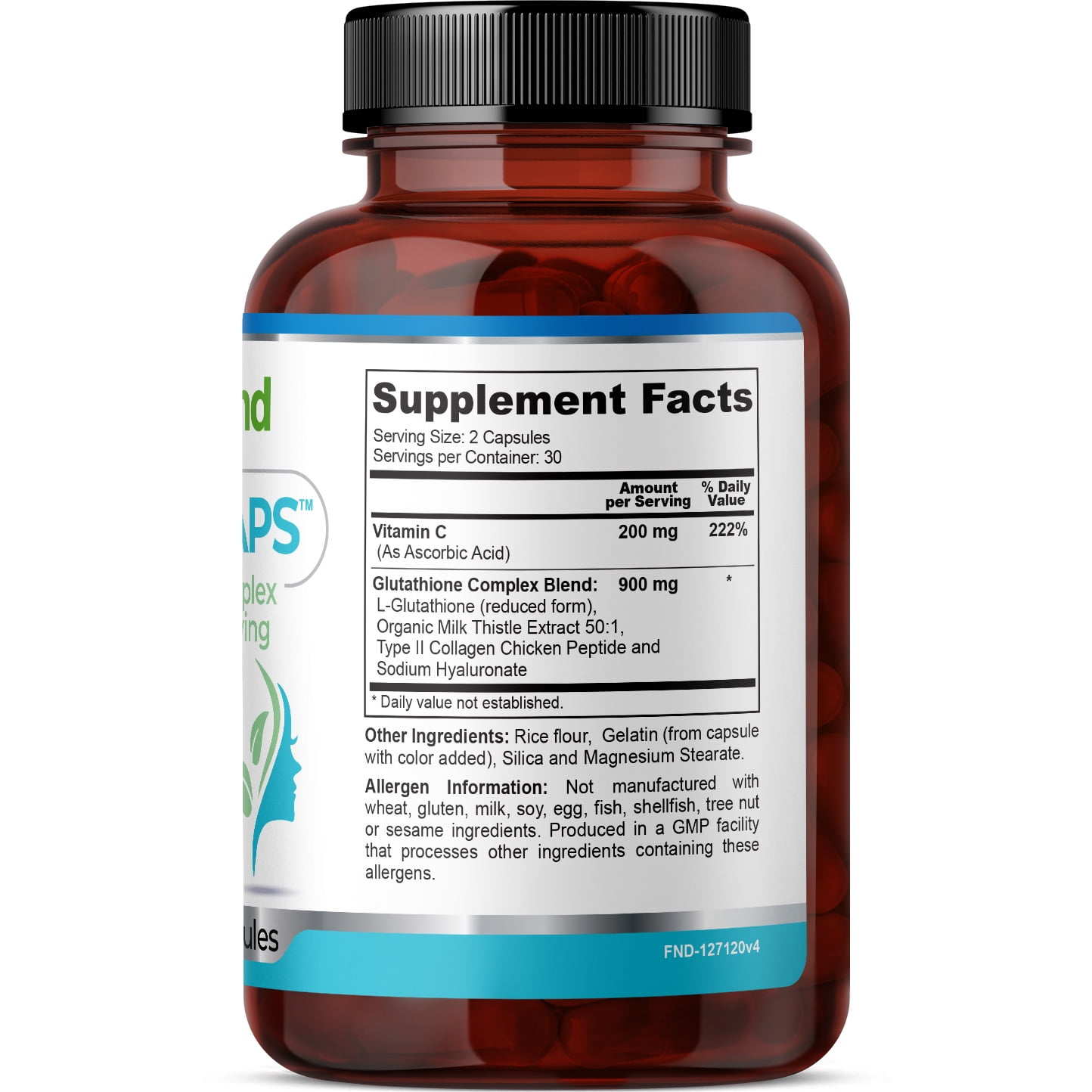 Fineland Vitamins Brightcaps Glutathione Complex Antioxidant Support 60 Capsules