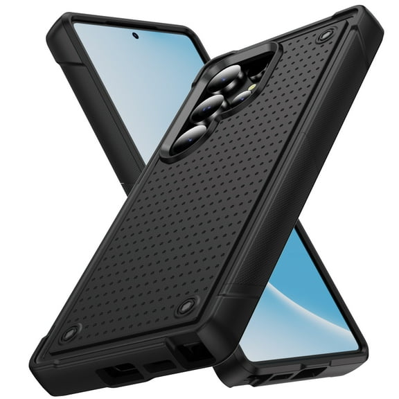 TECH CIRCLE for Samsung Galaxy S23 Ultra Slim Hybrid Case with Hinge Protection & Built-in Kickstand, Dual Layer Shockproof TPU Hard PC Back Cover Slim Protective Case for Samsung Galaxy A12,Black