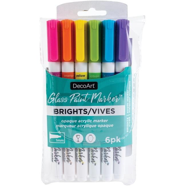 Deco Art DGPMK71K Glass Paint Marker MultiPack, Brights Pack of 6