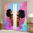 thumbnail image 2 of jejeloiu Cute Black Girly Black Out Curtains,Fairy Tale Princess Curtains Pack of 2 (42x63 Each),Colorful Ombre Bedroom Curtains For Teens,Microfiber Bedroom Decor, 2 of 6