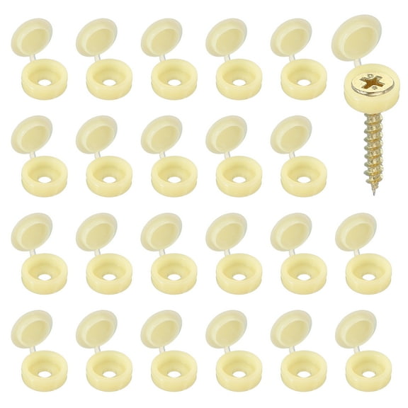 Screw Snap Covers, Plastic Hinged Screw Cover Caps for Home Furniture 4 mm & 100 Pack & Beige