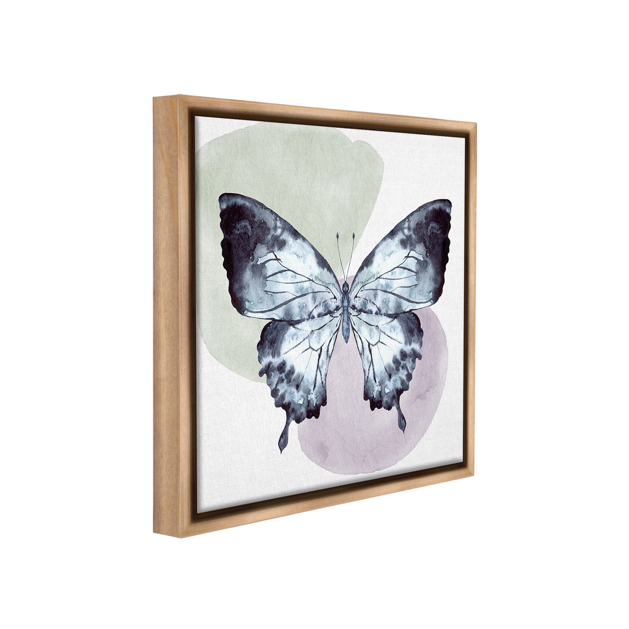 Stupell Industries Butterfly with Subtle Shapes Animals & Insects Painting Brown Floater Framed Canvas Art Print Wall Art, 25 x 25