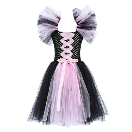 

EnJoCho Toddler Kids Baby Girls Magnificent Witch Halloween Black Gown Fancy Dress Up Party Tulle Dresses Trendy Princess Mesh Dress Purple
